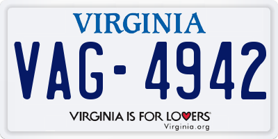 VA license plate VAG4942