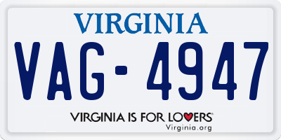 VA license plate VAG4947