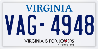 VA license plate VAG4948