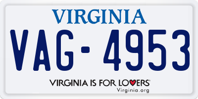 VA license plate VAG4953