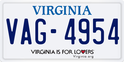 VA license plate VAG4954