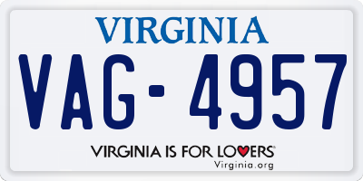 VA license plate VAG4957