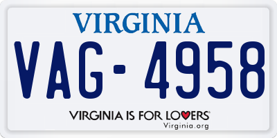 VA license plate VAG4958