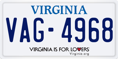 VA license plate VAG4968