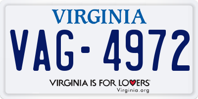 VA license plate VAG4972