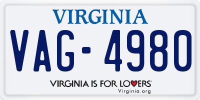 VA license plate VAG4980