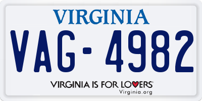 VA license plate VAG4982