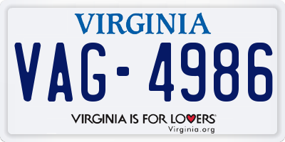 VA license plate VAG4986