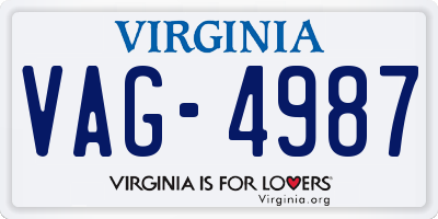 VA license plate VAG4987