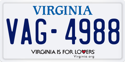 VA license plate VAG4988
