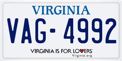 VA license plate VAG4992