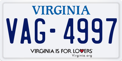 VA license plate VAG4997