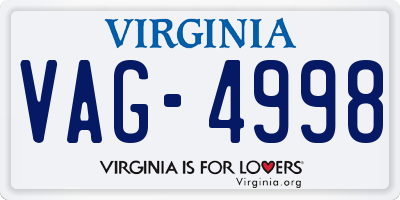 VA license plate VAG4998