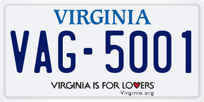 VA license plate VAG5001
