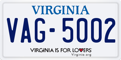 VA license plate VAG5002