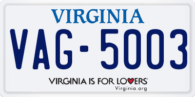 VA license plate VAG5003