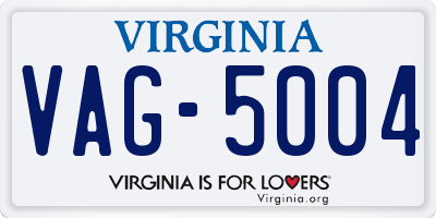 VA license plate VAG5004