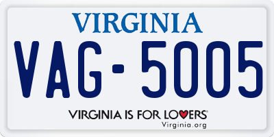 VA license plate VAG5005