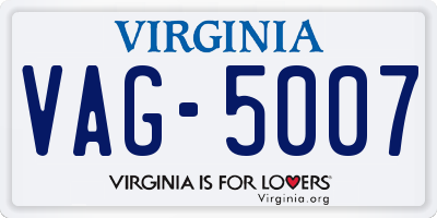 VA license plate VAG5007
