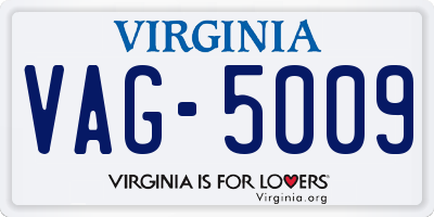 VA license plate VAG5009