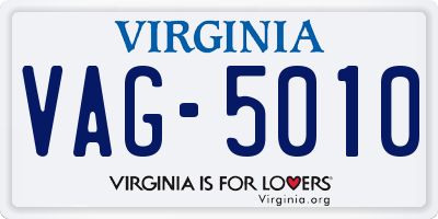 VA license plate VAG5010