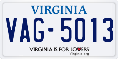 VA license plate VAG5013