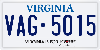 VA license plate VAG5015