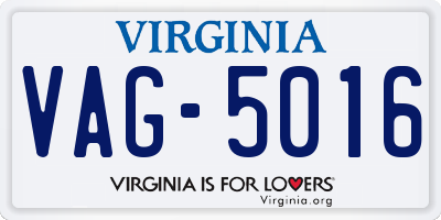 VA license plate VAG5016