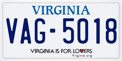 VA license plate VAG5018