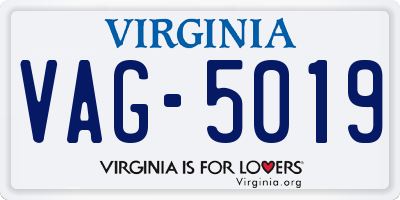 VA license plate VAG5019