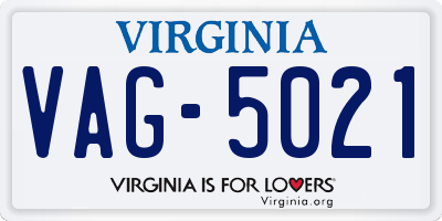 VA license plate VAG5021