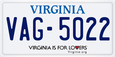 VA license plate VAG5022