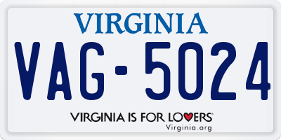 VA license plate VAG5024