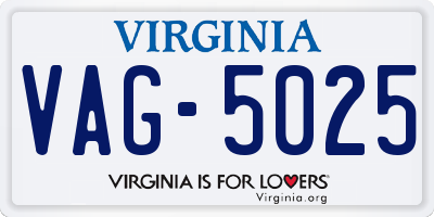 VA license plate VAG5025