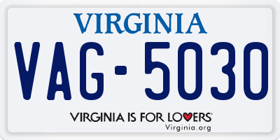 VA license plate VAG5030