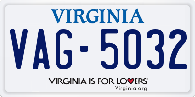 VA license plate VAG5032