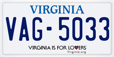 VA license plate VAG5033
