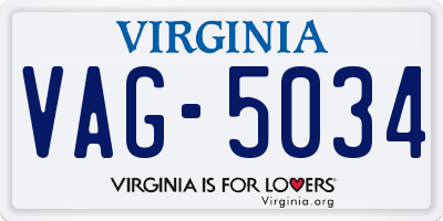 VA license plate VAG5034