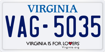 VA license plate VAG5035