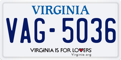 VA license plate VAG5036