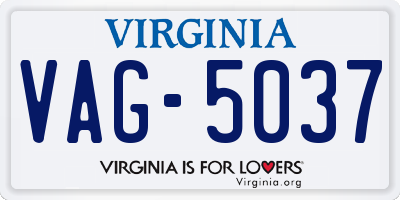 VA license plate VAG5037