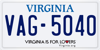 VA license plate VAG5040