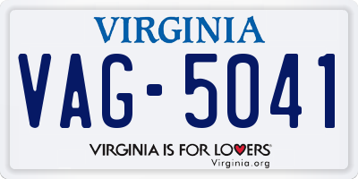 VA license plate VAG5041