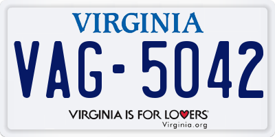 VA license plate VAG5042