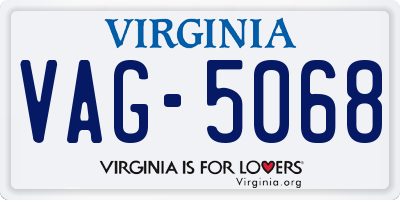 VA license plate VAG5068