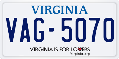 VA license plate VAG5070