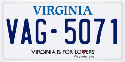 VA license plate VAG5071