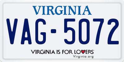 VA license plate VAG5072