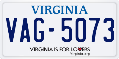 VA license plate VAG5073