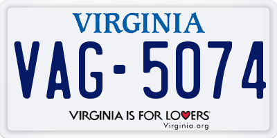 VA license plate VAG5074